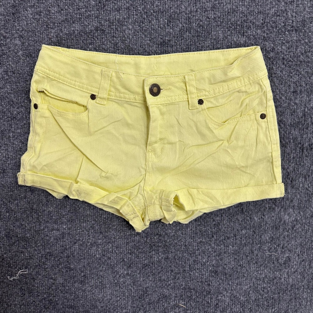Total Girl Denim Shorts Girls Size 12 Yellow Heart Embroidery Cuffed Casual
